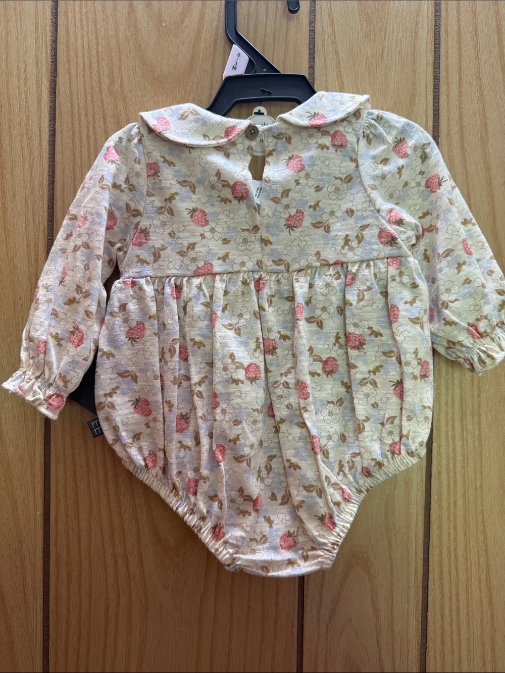 Gerber Cream Floral Smocked Baby‎ One-Piece Bodysuit